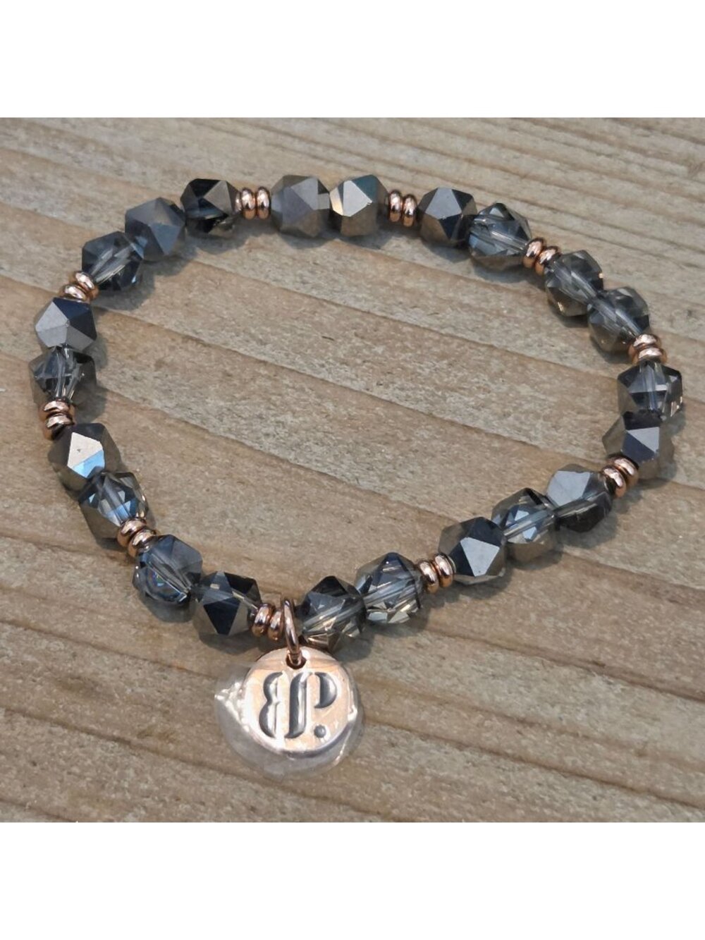 Bomb Party 2022 Holiday Stacks Single Metallic Gray Beaded Bracelet